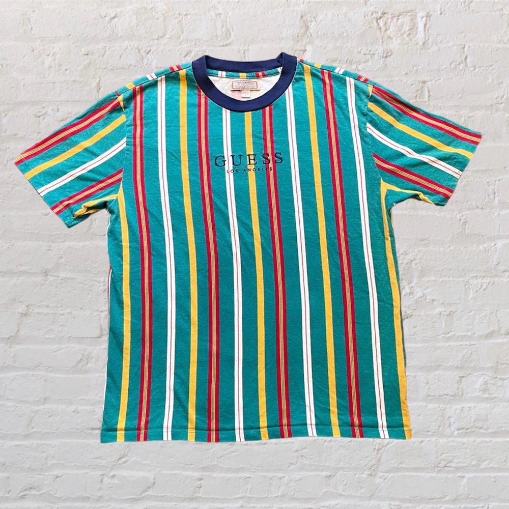 Guess USA vintage vertical stripe t shirt sz small